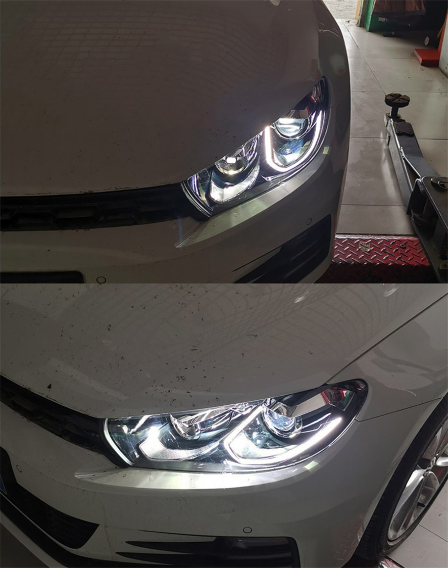 2 PCS Car Lights For Scirocco R 2009-20 15 Head Lamps LED Turn Signal Angel Eyes Headlights DRL Driving Light