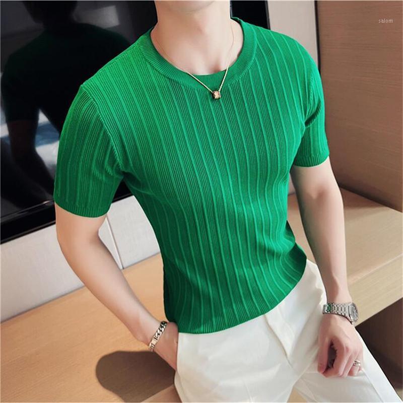 Men's T-Shirts Summer Men Knitted T-shirt High Quality Round Neck Short Sleeve Sweater Tee Top Elasticity Slim Casual Social Pullovers, Red
Men's T-Shirts Summer Men Knitted T-shirt High Quality Round Neck Short Sleeve Sweater Tee Top Elasticity Slim Casual Social Pullovers, Red