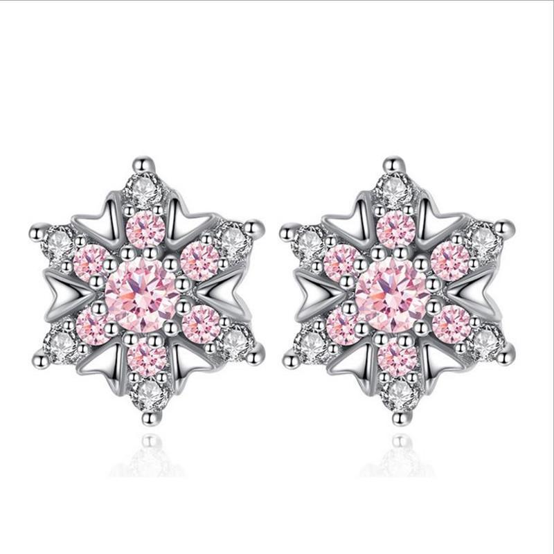 Stud Charm Pink Crystal Snowflake Earrings For Women Wedding Party Accessories Fashion Silver Plated Girl Jewelry
Stud Charm Pink Crystal Snowflake Earrings For Women Wedding Party Accessories Fashion Silver Plated Girl Jewelry