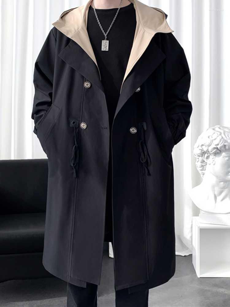 Men' Trench Coats Korean Men' Autumn Long Windbreaker Hooded Jacket Streetwear Oversize Fashion Male Clothing Hip Hop Loose JacketsMen, Dark grey 
Men' Trench Coats Korean Men' Autumn Long Windbreaker Hooded Jacket Streetwear Oversize Fashion Male Clothing Hip Hop Loose JacketsMen, Dark grey