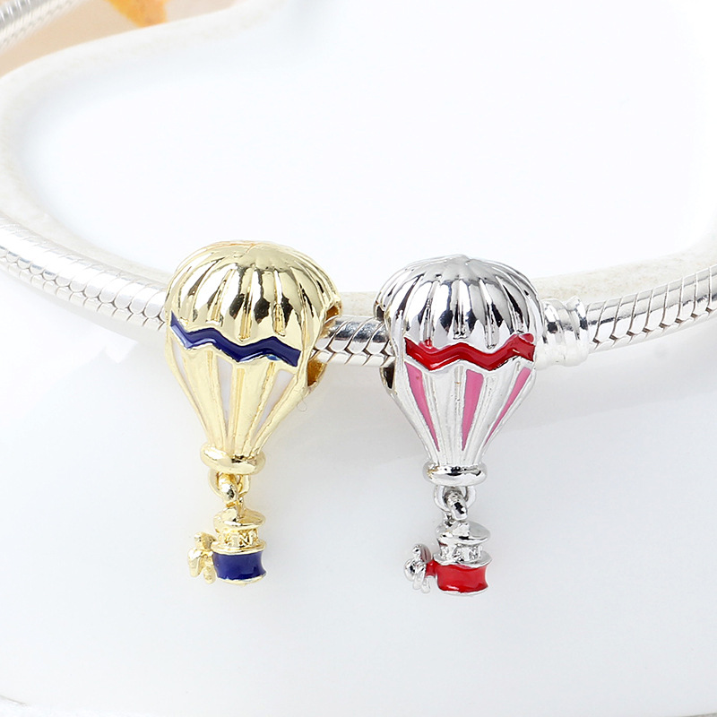 Popular 925 Sterling Silver Cute Hot Air Balloon Pendant DIY Beads For S925 Snake Charm Bracelet Women Jewelry Making Gifts