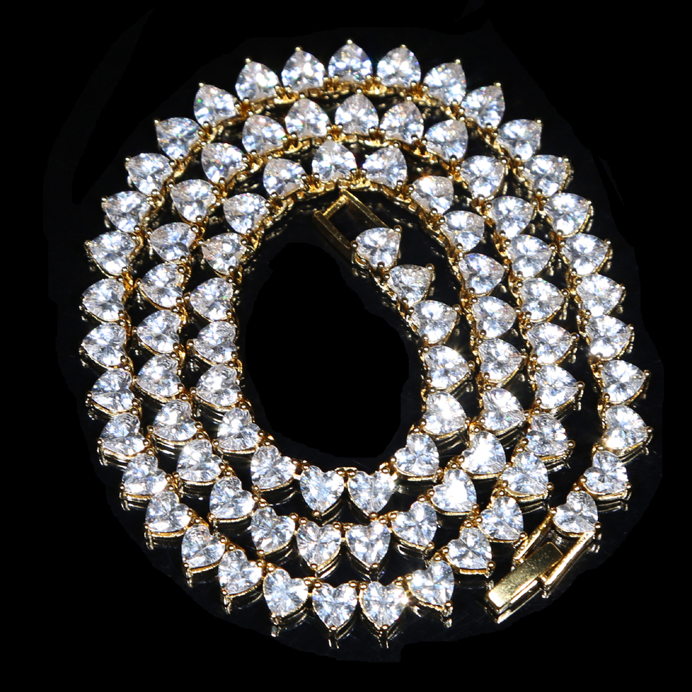 5A heart cz tennis necklace white pink cubic zirconia iced out bling pink girl women jewelry choker