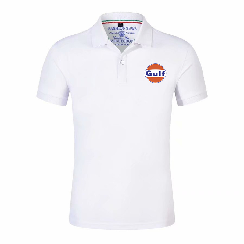 GULF Print Custom Made Solid Color Man Short Sleeve T Shirt Cotton High Quality Slim Elasticity Men T-shirt Polo Shirt 220620
