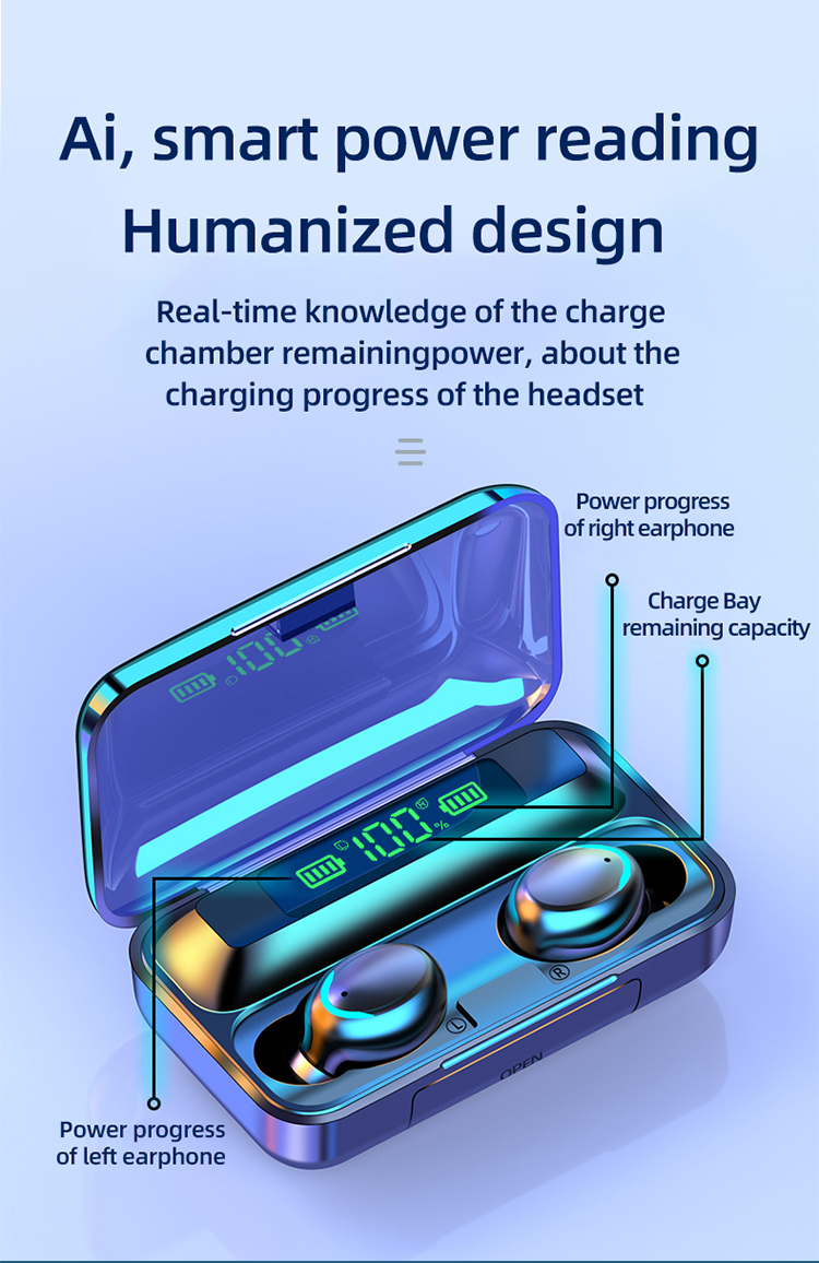 2000mah Power Bank Ipx7 Earphones Waterproof Binaural Call 50 True InEar F9 F95c F95 TWS Earbuds Wireless Headset Earphone Hea