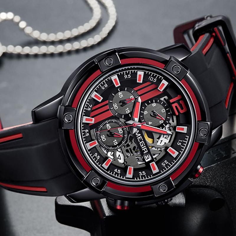 Wristwatches Megir Men Chronogrpah Sport Watches Casual Silicone Band Waterproof Men's Quartz Wrist Relogio MasculinoWristwatches Wristw, Red
Wristwatches Megir Men Chronogrpah Sport Watches Casual Silicone Band Waterproof Men's Quartz Wrist Relogio MasculinoWristwatches Wristw, Red