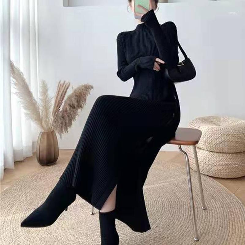 Casual Dresses Elegant Warm Half Turtleneck Ladies A-line Sweater Dress Full Sleeve Slim Waist Women Knitted Mid-Calf Split Vestidos Autumn, Gray
Casual Dresses Elegant Warm Half Turtleneck Ladies A-line Sweater Dress Full Sleeve Slim Waist Women Knitted Mid-Calf Split Vestidos Autumn, Gray