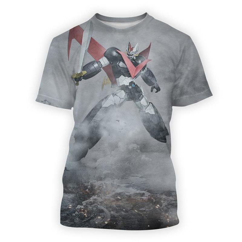 Oversized tshirt Mazinger z anime movie robot streetwear 3d print tshirt mens Short Sleeve Tops casual streetwear 220524