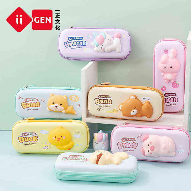 Learning Toys Kawaii Anime Cartoon Lazy Animals Squishy Large Capacity Pencil Case Cute Korean Stationery Organizer Pouch School Gift T220829