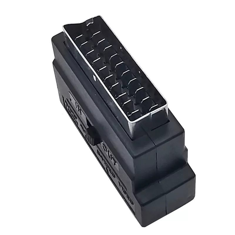 SCART Adaptor AV Block To 3 RCA Phono Composite S-Video With In/Out Switch