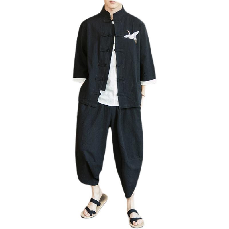 Ethnic Clothing Plus Size M-5XL Cotton Linen Black Embroidery Hanfu Sets Chinese Style Suit Men Traditional Tang Tops + Pants Clothe
Ethnic Clothing Plus Size M-5XL Cotton Linen Black Embroidery Hanfu Sets Chinese Style Suit Men Traditional Tang Tops + Pants Clothe