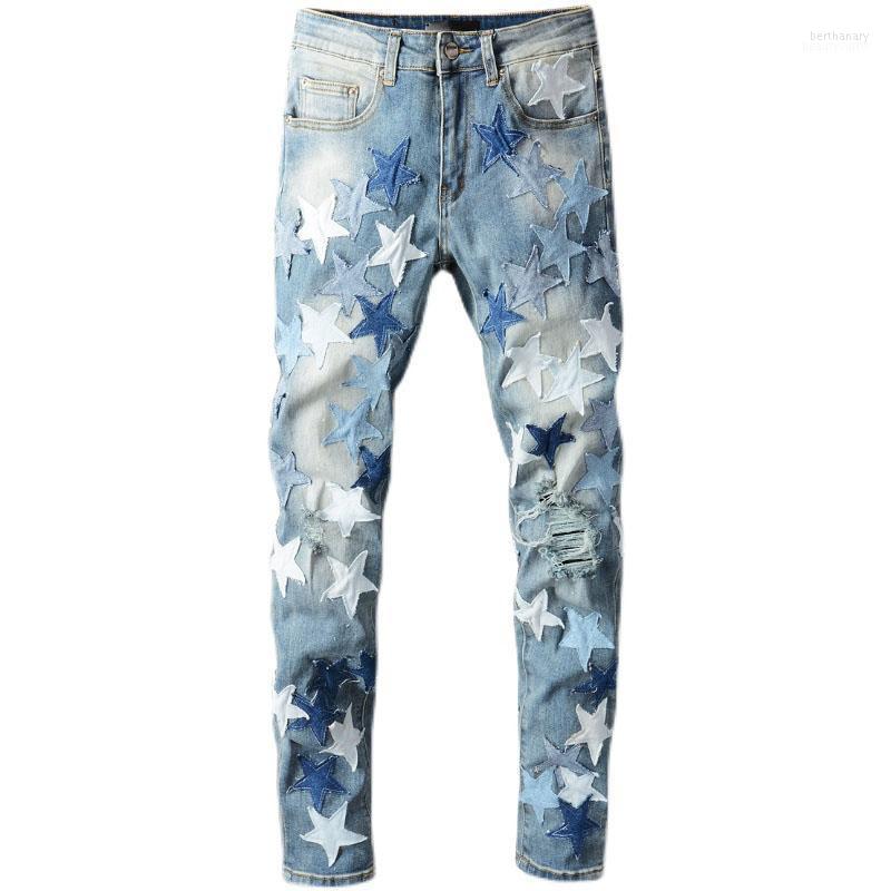 Men's Jeans Male High Street Fashion Brand Blue Star Patchwork Leather Ripped Unique Stretch Slim-fitting Pants 695 Bert22
Men's Jeans Male High Street Fashion Brand Blue Star Patchwork Leather Ripped Unique Stretch Slim-fitting Pants 695 Bert22