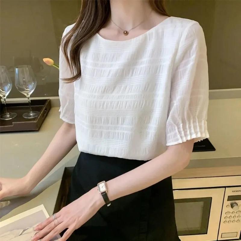 Women's Blouses & Shirts Chiffon Shirt Short Sleeve Women 2022 Solid Color Pullover Pleated Temperament Versatile Fashion Slim TopWomen's, Pink
Women's Blouses & Shirts Chiffon Shirt Short Sleeve Women 2022 Solid Color Pullover Pleated Temperament Versatile Fashion Slim TopWomen's, Pink