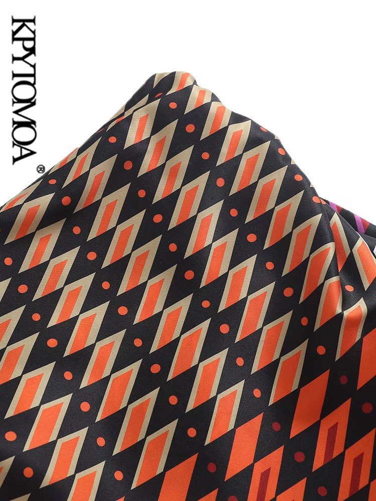 KPYTOMOA Women Fashion With Knotted Metallic Appliques Printed Midi Dress Vintage High Waist Back Zipper Female Skirts Mujer 220701