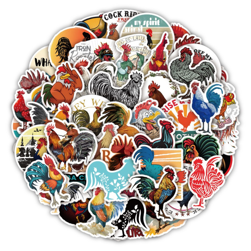 50Pcs Rooster stickers chanticleer sticker cock graffiti Stickers for DIY Luggage Laptop Skateboard Motorcycle Bicycle Decals Wholesale