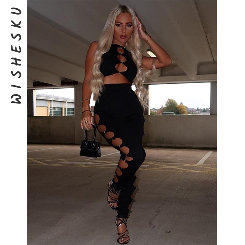 Two Piece Set Women Diamond Outfit Sexy Sleeveless Cut Out Crop Top+Elastic High Waist Pencil Pants Fall Party Clothes 220510, Black
Two Piece Set Women Diamond Outfit Sexy Sleeveless Cut Out Crop Top+Elastic High Waist Pencil Pants Fall Party Clothes 220510, Black