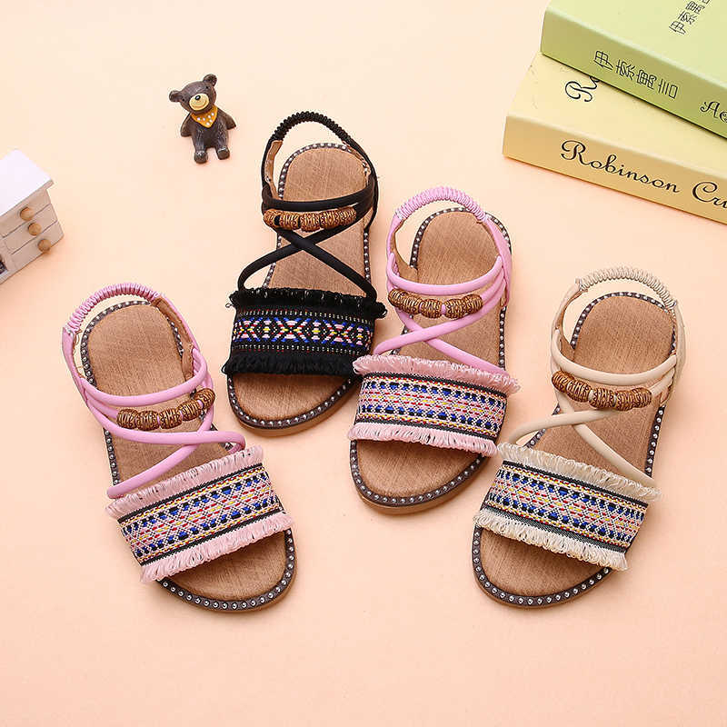 Style Sandals Girl's Summer Tassel Children Shoes Elastic 26-36 Open Toe Cotton Fabric Sandal for Girl, Black
Style Sandals Girl's Summer Tassel Children Shoes Elastic 26-36 Open Toe Cotton Fabric Sandal for Girl, Black