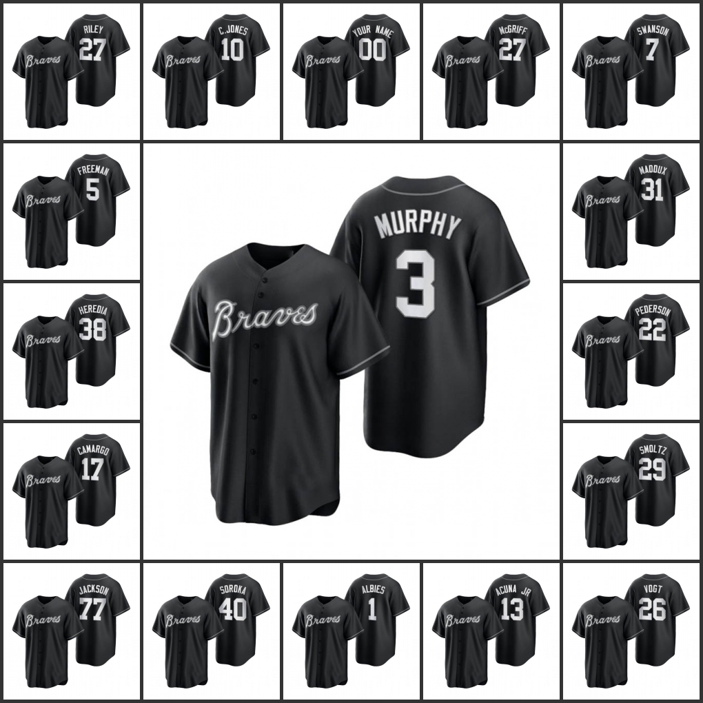 Atlanta''Braves''Men Luke Jackson Mike Soroka Austin Riley Ozzie Albies Custom Women Youth Black White All Black Fashion''Replica''Jersey
Atlanta''Braves''Men Luke Jackson Mike Soroka Austin Riley Ozzie Albies Custom Women Youth Black White All Black Fashion''Replica''Jersey