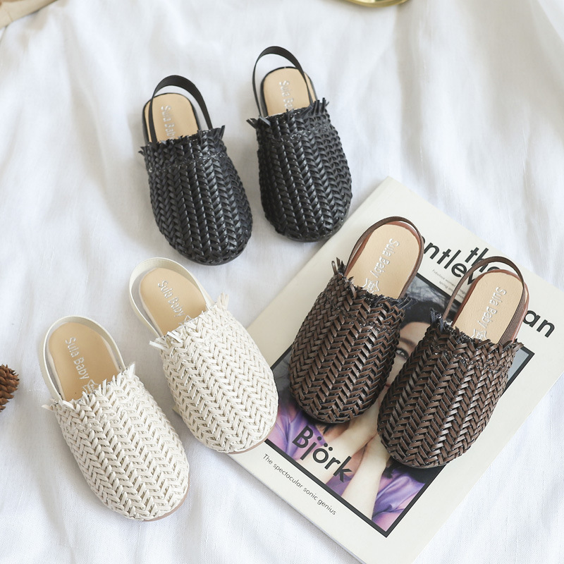 Summer Kids Sandals For girls Braided Sandals Fashion Toddler baby PU Leather Beach shoes Soft Children Casual princess Slippers 220409