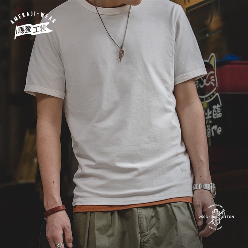 Maden 250g Cotton Tshirts Men Summer Street Round Neck Gray White Tee Shortsleeved Solid Heavy TShirt Man Trendy 220622
Maden 250g Cotton Tshirts Men Summer Street Round Neck Gray White Tee Shortsleeved Solid Heavy TShirt Man Trendy 220622