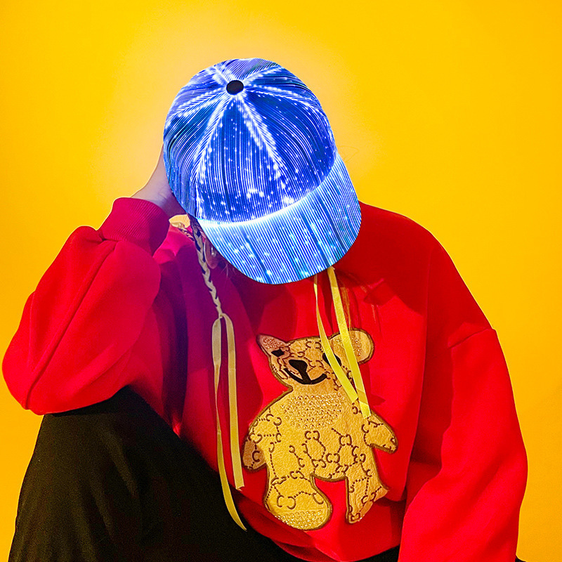 Luminous LED Baseball Cap Glow Hat Unisex DJ Light Up Carnival Fiber Optic Hip Hop Hats Women Christmas Halloween Party 220511