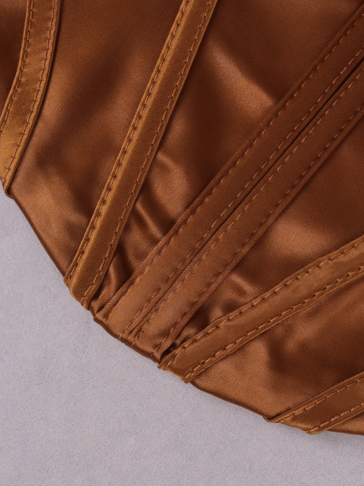 Asia Satin Corset Top Spaghetti Strap Lining Cowl Neck Boning Padded 2Layer Backless Zipper Bustier Sexy Crop Tops Women 220316