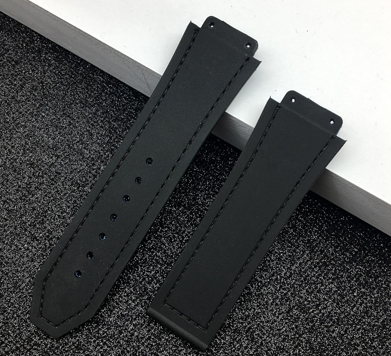 Black Blue 25 19mm cow leather Rubber Watchband for Hublot strap for Big Bang belt Watch band butterfly Buckle hub logo on tools
