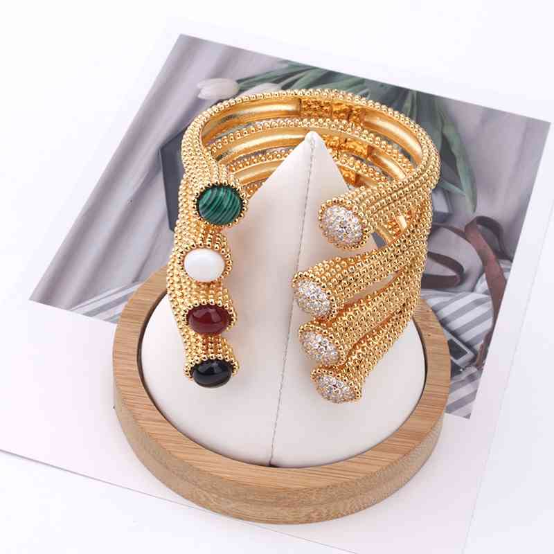 Hot Brand Gold Color Top Zircon Egyptian Pharaoh Design Jewelry Colorful Bracelet Open Bangle Cuff