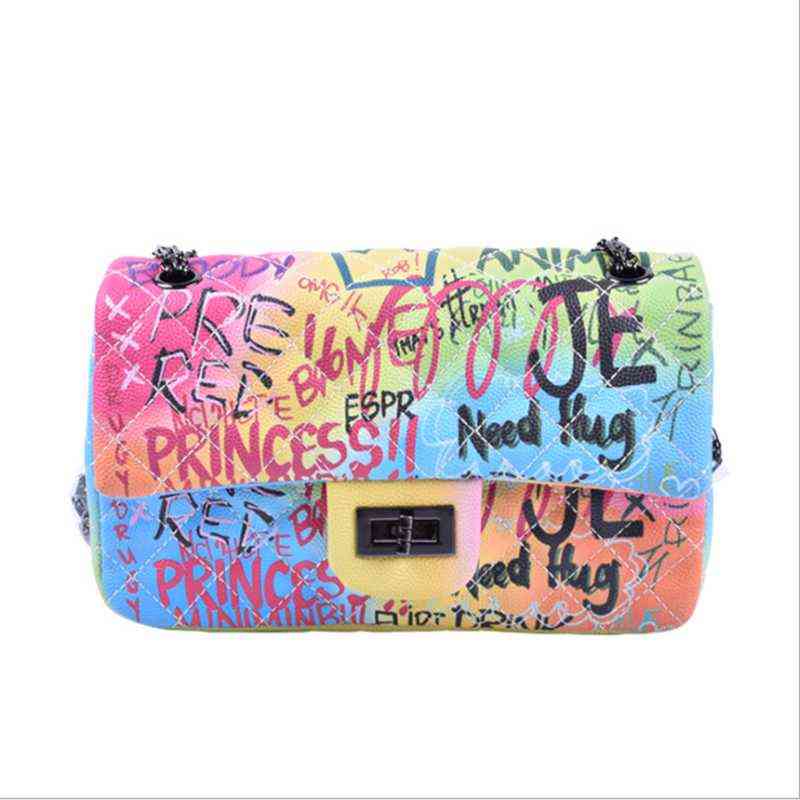 Graffiti Bag 2022 Fashion PU Leather Shopping Crossbody Purse And Handbags Summer Designer Women Candy Shoulder Graffiti Purses X220330, Black
Graffiti Bag 2022 Fashion PU Leather Shopping Crossbody Purse And Handbags Summer Designer Women Candy Shoulder Graffiti Purses X220330, Black