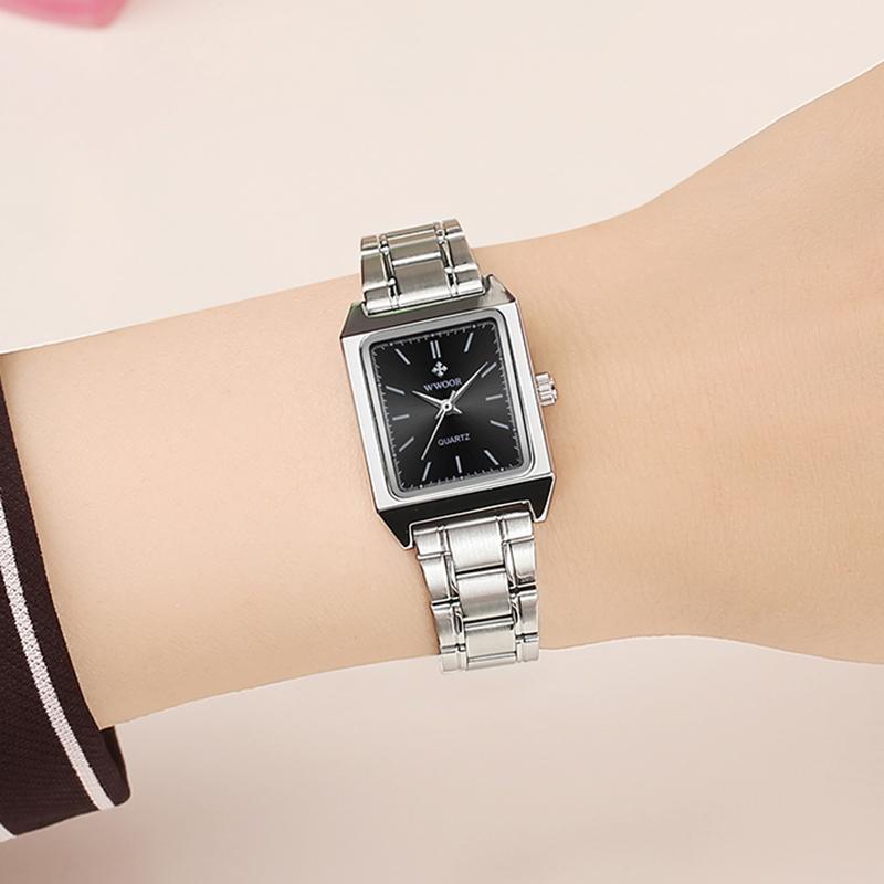Wristwatches WWOOR Fashion Womens Watches 2022 Top Brand Black Small Square Wristwatch Woman Dress Bracelet Watch For Women Xfcs Montre Femm, G-white surface 
Wristwatches WWOOR Fashion Womens Watches 2022 Top Brand Black Small Square Wristwatch Woman Dress Bracelet Watch For Women Xfcs Montre Femm, G-white surface