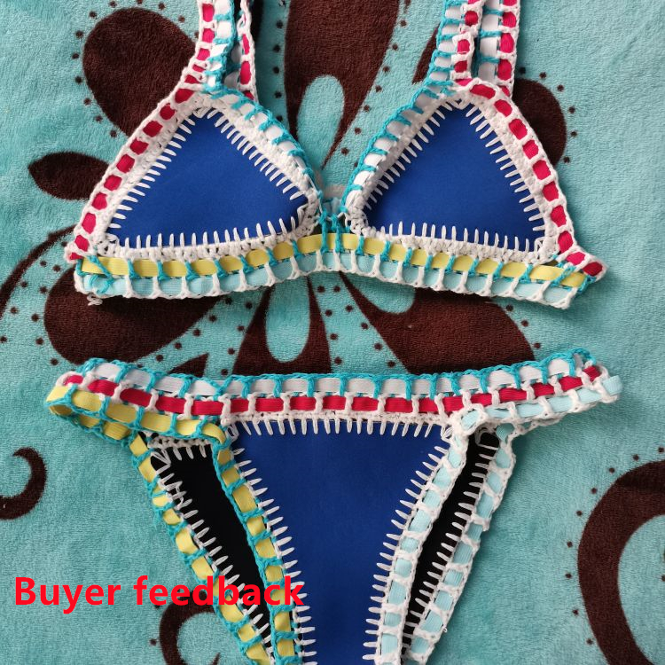 Tropica Love Sexy Vest Bra Tops Women Summer Beach Bathing Suit Handmade Crochet Knit Swimwear Patchwork Swimsuit Biquini Thong 220611