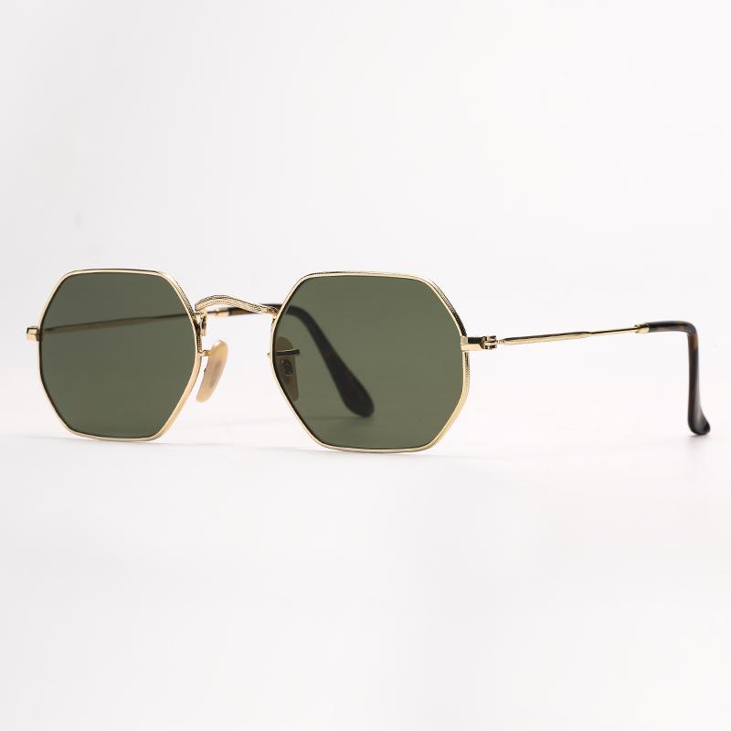 Luxury brand Luxury Hexagon metal Women Mens Sunglasses Fashion Womens Octagonal Sunglasse Driving Metal Sun Glasse Gold Frame UV400 Glass Lenses with