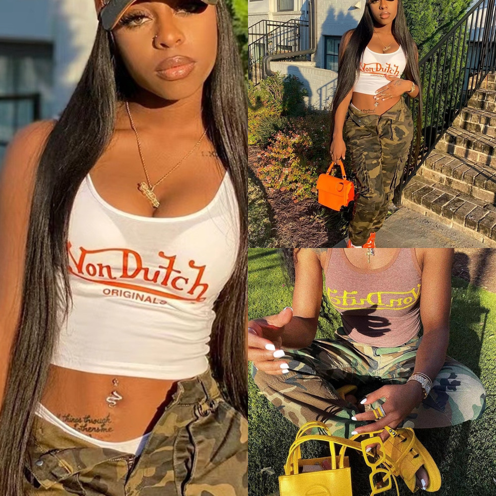 Summer Fashion T Shirts For Women Letter Print Knitted Vest T-shirt Short Sleeve Crew Neck Graphic Tees Casual Womens Tops, Mix or leave a message
Summer Fashion T Shirts For Women Letter Print Knitted Vest T-shirt Short Sleeve Crew Neck Graphic Tees Casual Womens Tops, Mix or leave a message