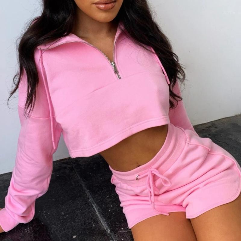 Women Tracksuits Two Piece Set Female Long Sleeve Crop Tops Zipper Sweatshirt Biker Shorts Lounge Sportwear Autumn, Khaki
Women Tracksuits Two Piece Set Female Long Sleeve Crop Tops Zipper Sweatshirt Biker Shorts Lounge Sportwear Autumn, Khaki