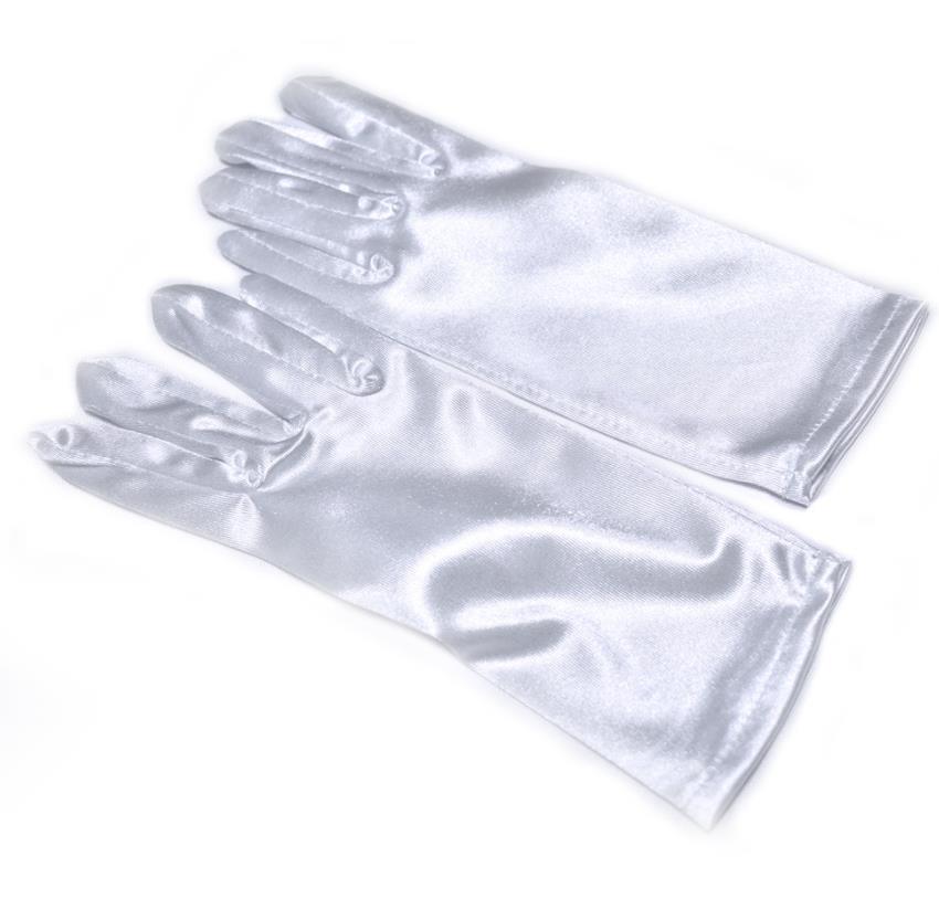 Short Satin Gloves Opera Banquet Wrist Length Glove Costume Accessories Wedding Bridal Gown Gloves for Party Supplies Black White Red