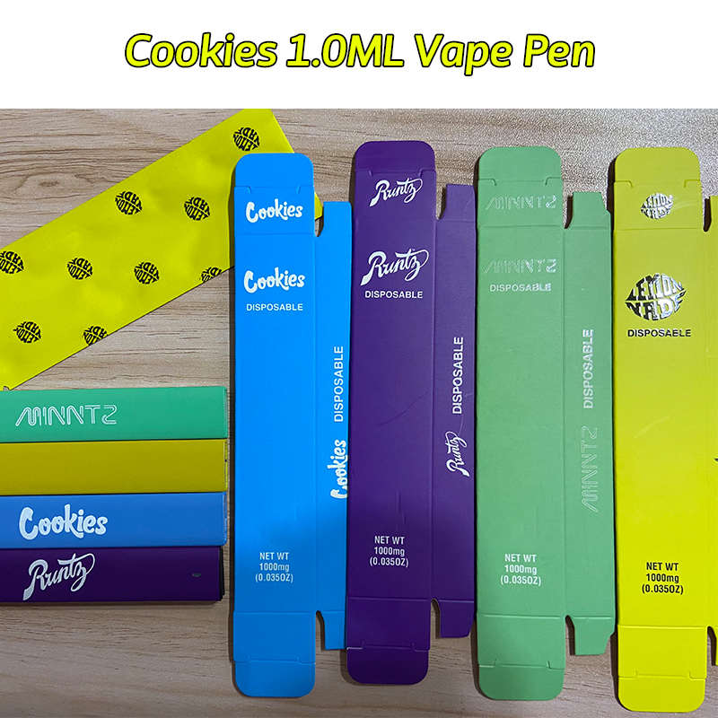 Top Selling Cookies Disposable Vape Pen E Cigarette Atomizer 1.0ml Cartridges Tank 4 Colors Pens 280mAh Rechargeable Battery COOKIES CARTS
Top Selling Cookies Disposable Vape Pen E Cigarette Atomizer 1.0ml Cartridges Tank 4 Colors Pens 280mAh Rechargeable Battery COOKIES CARTS