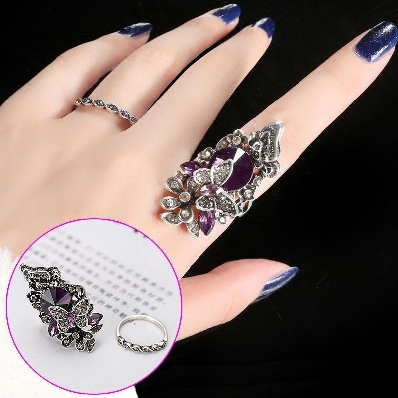 Cluster Rings 2 Pcs/set Fashion Bohemia Butterfly Ring Sets For Women Crystal Banquet Party Hand Rins Jewelry Creative Accessories
Cluster Rings 2 Pcs/set Fashion Bohemia Butterfly Ring Sets For Women Crystal Banquet Party Hand Rins Jewelry Creative Accessories