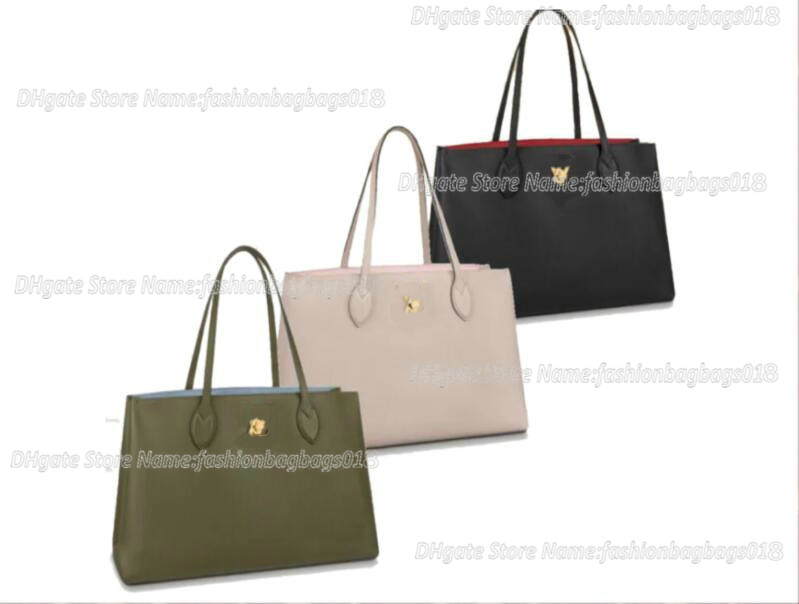 LOCKME SHOPPER Tote Large Capacity Handle Bag Iconic Initials Lock Plain Soft Calfskin Shoulder Bag Unisex Designer Luxurys Handbag