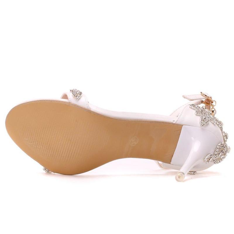 Crystal Queen Women Sandals Summer High Heels Peep Toes Buckle Strap Bridal Pumps Party Luxury Diamond Lady White Wedding Shoes 220328