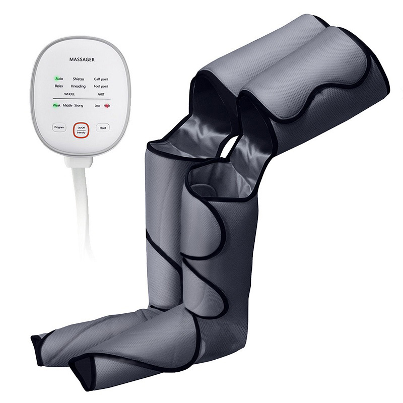 Electric Air Compression Leg Massager Pneumatic Foot and Calf Heated Air Wraps Handheld Controller Muscle Relax Pain Relief