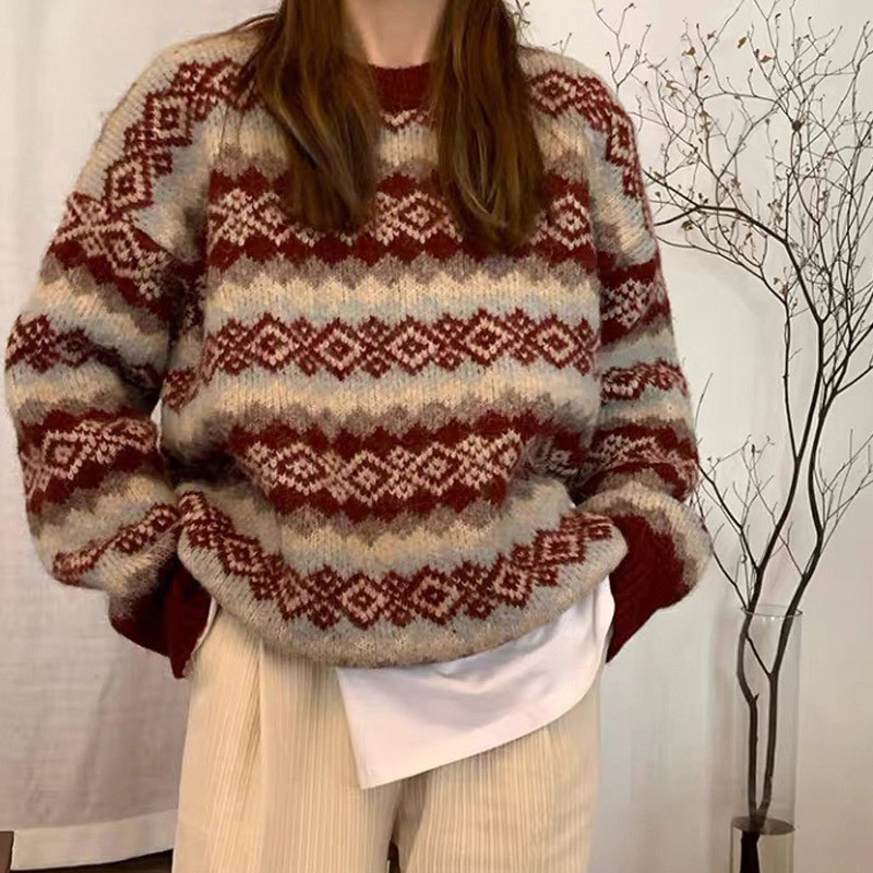 Vintage Sweater Women Loose Striped Sweater Plaid Oneck Knitted Jumpers Women Autumn Winter Fashion Loose Casual Pullover 220816, Gray
Vintage Sweater Women Loose Striped Sweater Plaid Oneck Knitted Jumpers Women Autumn Winter Fashion Loose Casual Pullover 220816, Gray