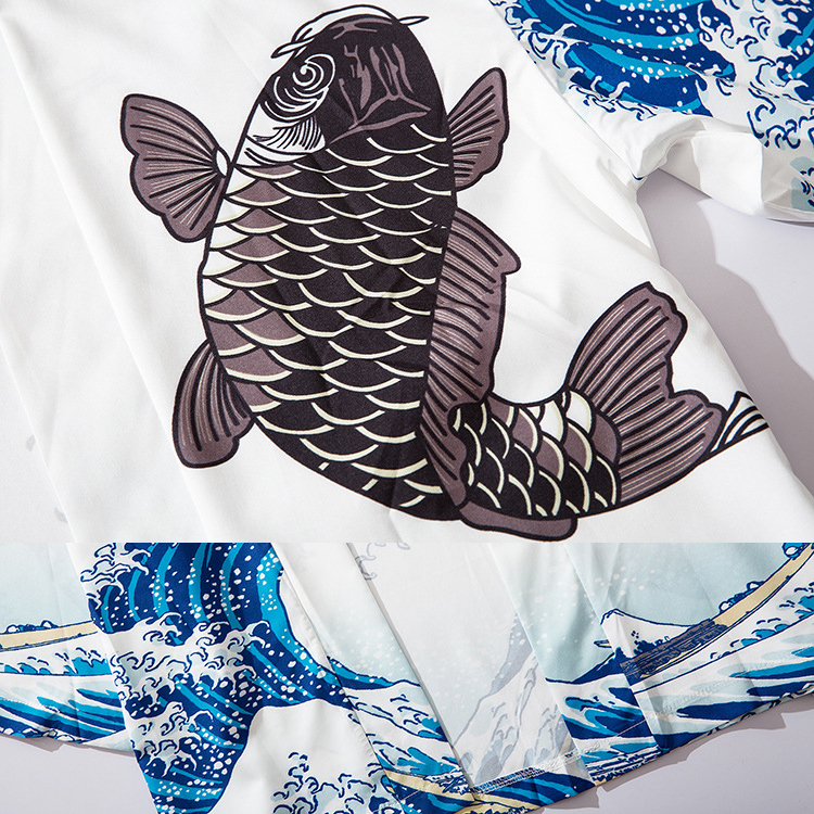 Summer Men Casual Shirts Japan Kimono Cardigan Open Front Coat