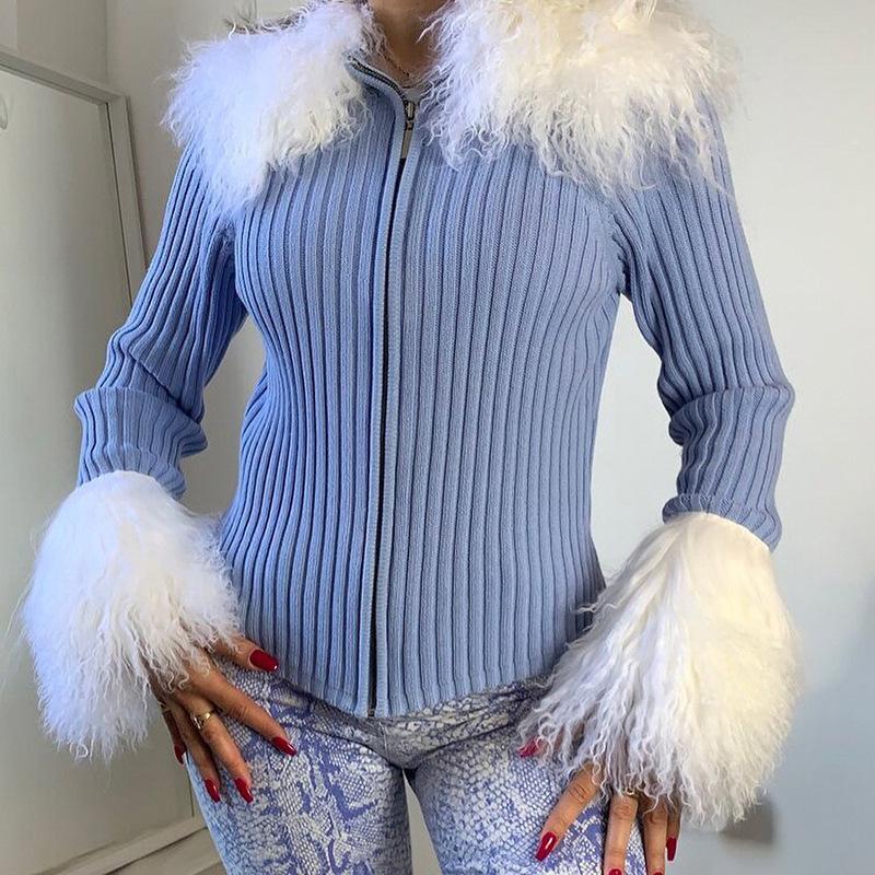 Women' Knits & Tees Autumn And Winter Style Solid Color Lapel Detachable Wool Knit Sweater Zipper Jacket Casual Short Cardigan Top Harajuku, Sky blue
Women' Knits & Tees Autumn And Winter Style Solid Color Lapel Detachable Wool Knit Sweater Zipper Jacket Casual Short Cardigan Top Harajuku, Sky blue