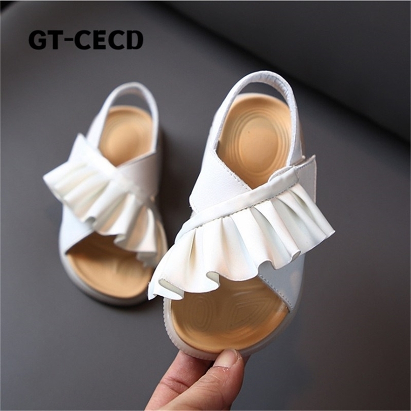 GT-CECD Sandals For Girls Summer Toddler Kids Shoes Leather Cute Ruffles Soft Sole Fashion Baby Children Sandals EU 21-30 220425