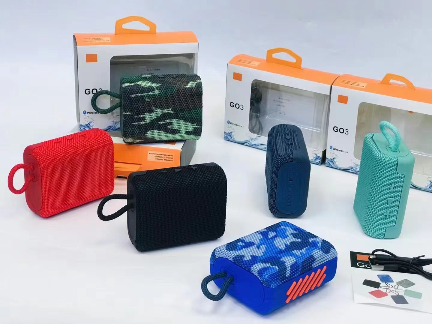 Top quality GO3 Bluetooth Speaker Wireless Portable Speaker Waterproof Harman JHL Mini Subwoofer Speakers with Microphone 2025 Newest