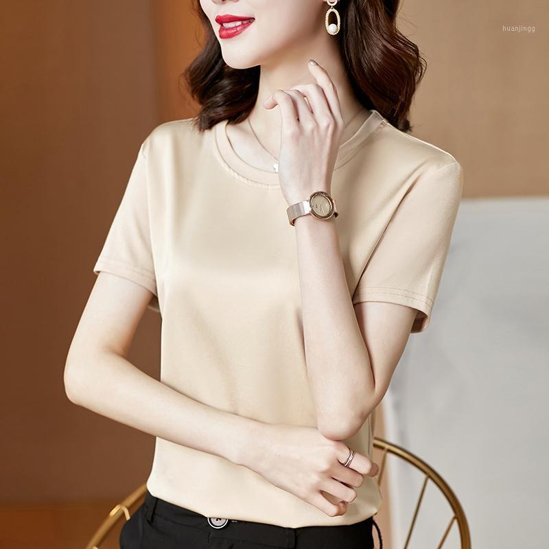Women' Blouses & Shirts 2022 Silk Blouse Women Tops Fashion Elegant O-neck Short Sleeve Solid Shirt Summer Casual Blusas Femininas, Black
Women' Blouses & Shirts 2022 Silk Blouse Women Tops Fashion Elegant O-neck Short Sleeve Solid Shirt Summer Casual Blusas Femininas, Black
