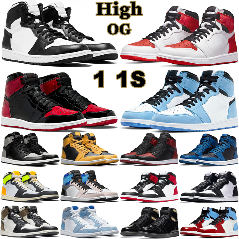 1 High OG Basketball Shoes Men Women 1s Black White Patent Bred Toe University Blue Dark Mocha Heritage Mens Trainers Outdoor Sports Sneakers, 28
1 High OG Basketball Shoes Men Women 1s Black White Patent Bred Toe University Blue Dark Mocha Heritage Mens Trainers Outdoor Sports Sneakers, 28