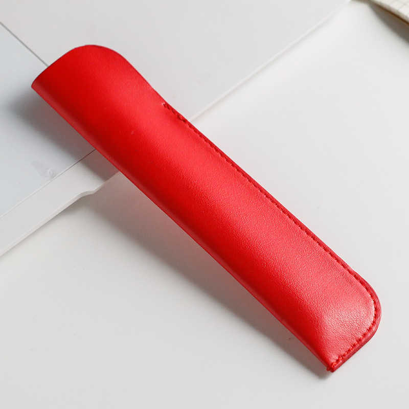 Leather Pu Black Red Pencil Bags Ballpoint Pen Case Single Pens Holder Pouch for Office & School