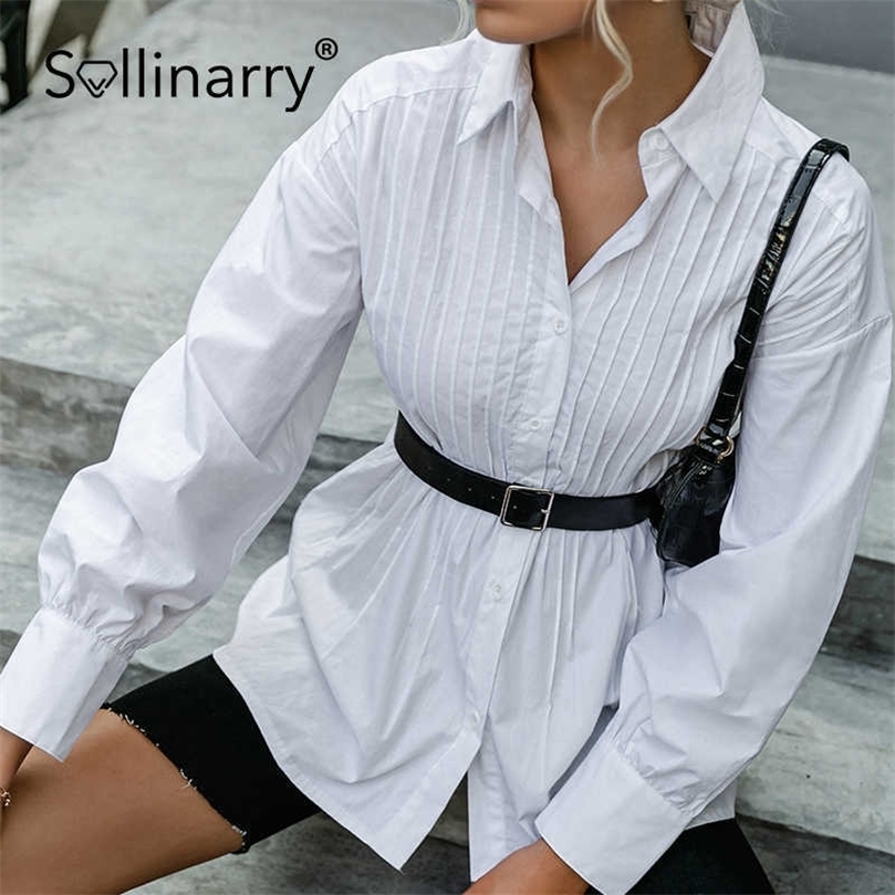 Sollinarry Long sleeves belt office white cotton shirt women Wrinkle fashion pleated long shirt Spring summer loose female top 210709
Sollinarry Long sleeves belt office white cotton shirt women Wrinkle fashion pleated long shirt Spring summer loose female top 210709