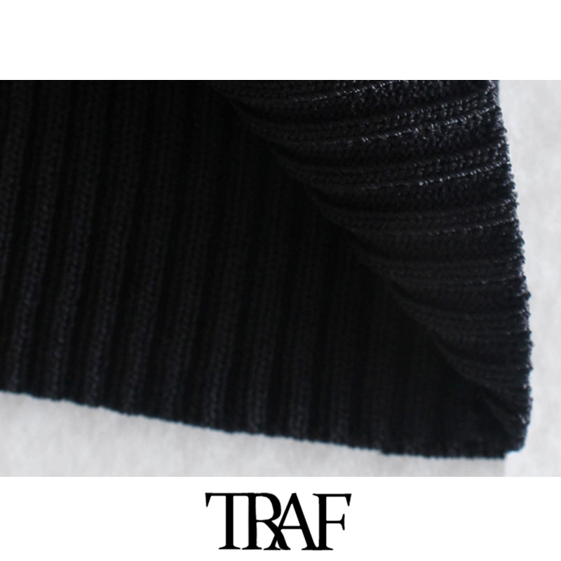 TRAF Women Sexy Fashion Cross Wide Straps Cropped Black Knit Tank Tops Vintage Backless Fitted Female Camis Mujer 220325