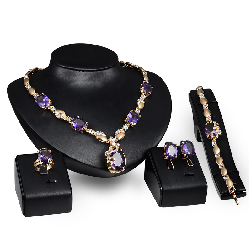 Rings Necklaces Bracelets Earrings Jewelry Set Fashion Royal Imitation Gemstone 18K Gold Plated Party Jewelry 4 piece Set Wholesale 949 D3
Rings Necklaces Bracelets Earrings Jewelry Set Fashion Royal Imitation Gemstone 18K Gold Plated Party Jewelry 4 piece Set Wholesale 949 D3